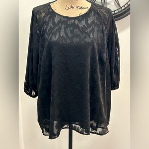 Calvin Klein black sheer raglan sleeve blouse nwt